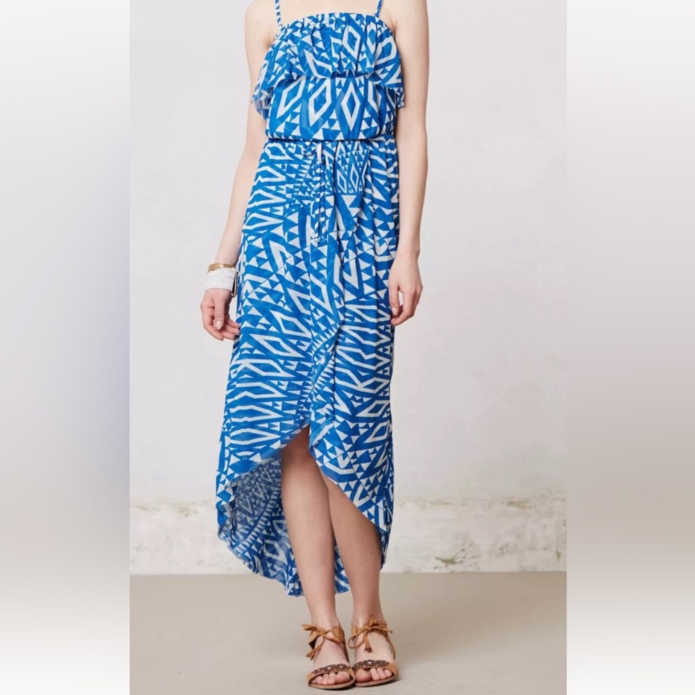 Anthropologie Sweet Pea Ruffled Azul Dress - Med